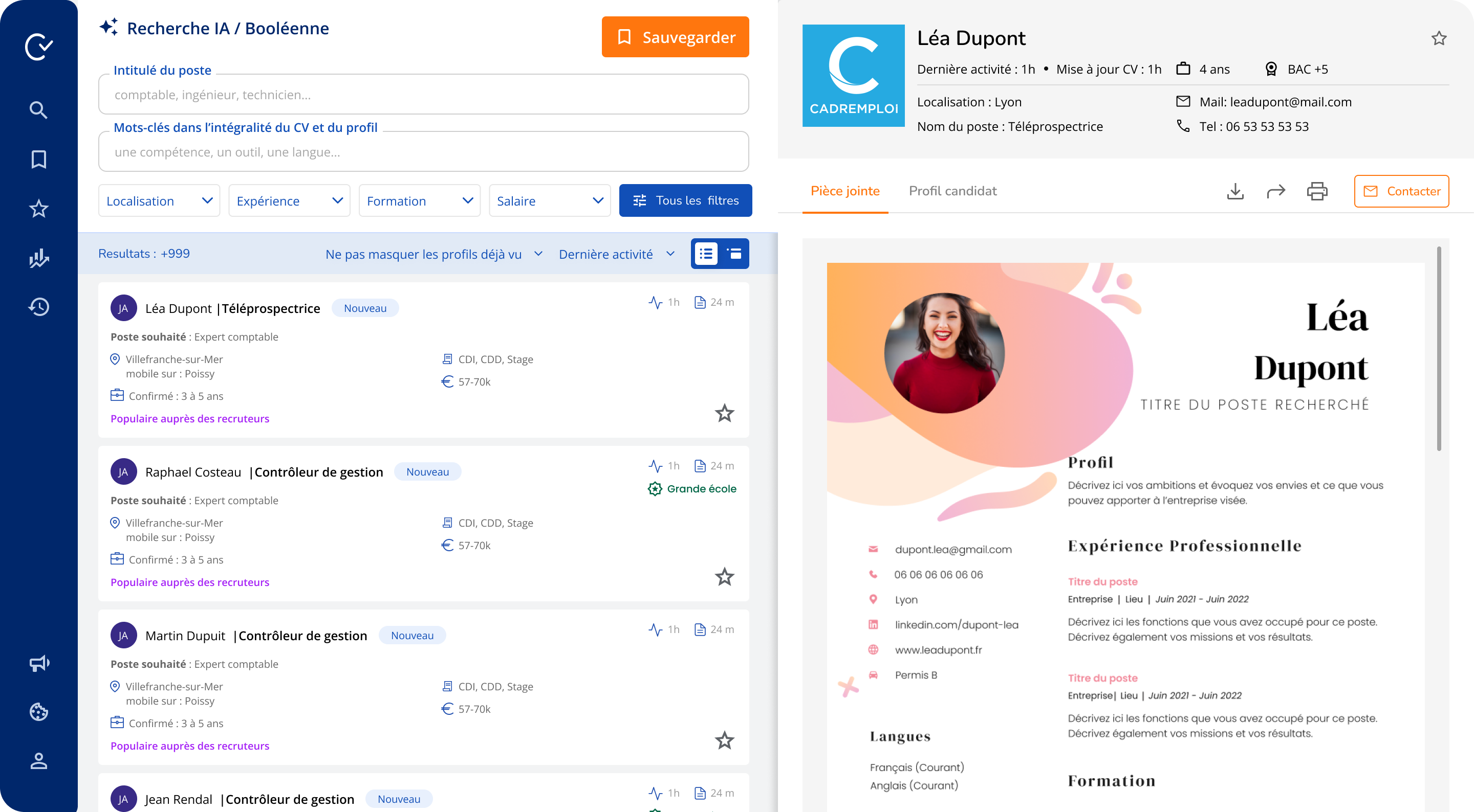 image aperçu de la page recherche du site CVaden